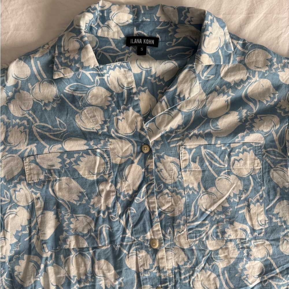 Ilana Kohn Blue Floral Chelito Shirt S